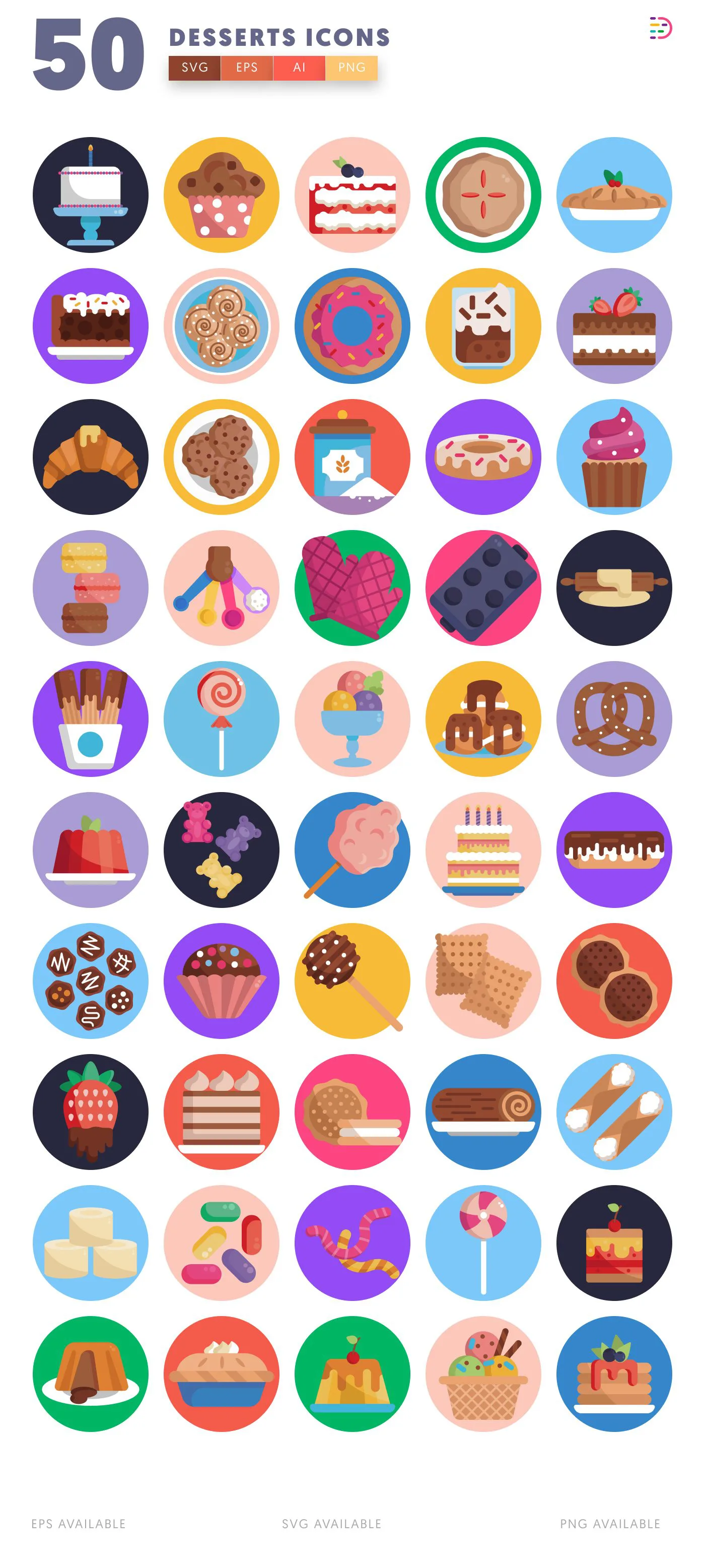 50 Desserts Icons – all icons in the set