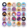 50 Desserts Icons – set of colorful flat circle icons