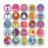 50 Diwali Lights Festival Icons – set of colorful flat circle icons