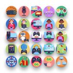 50 E-Sports Icons – set of colorful flat circle icons