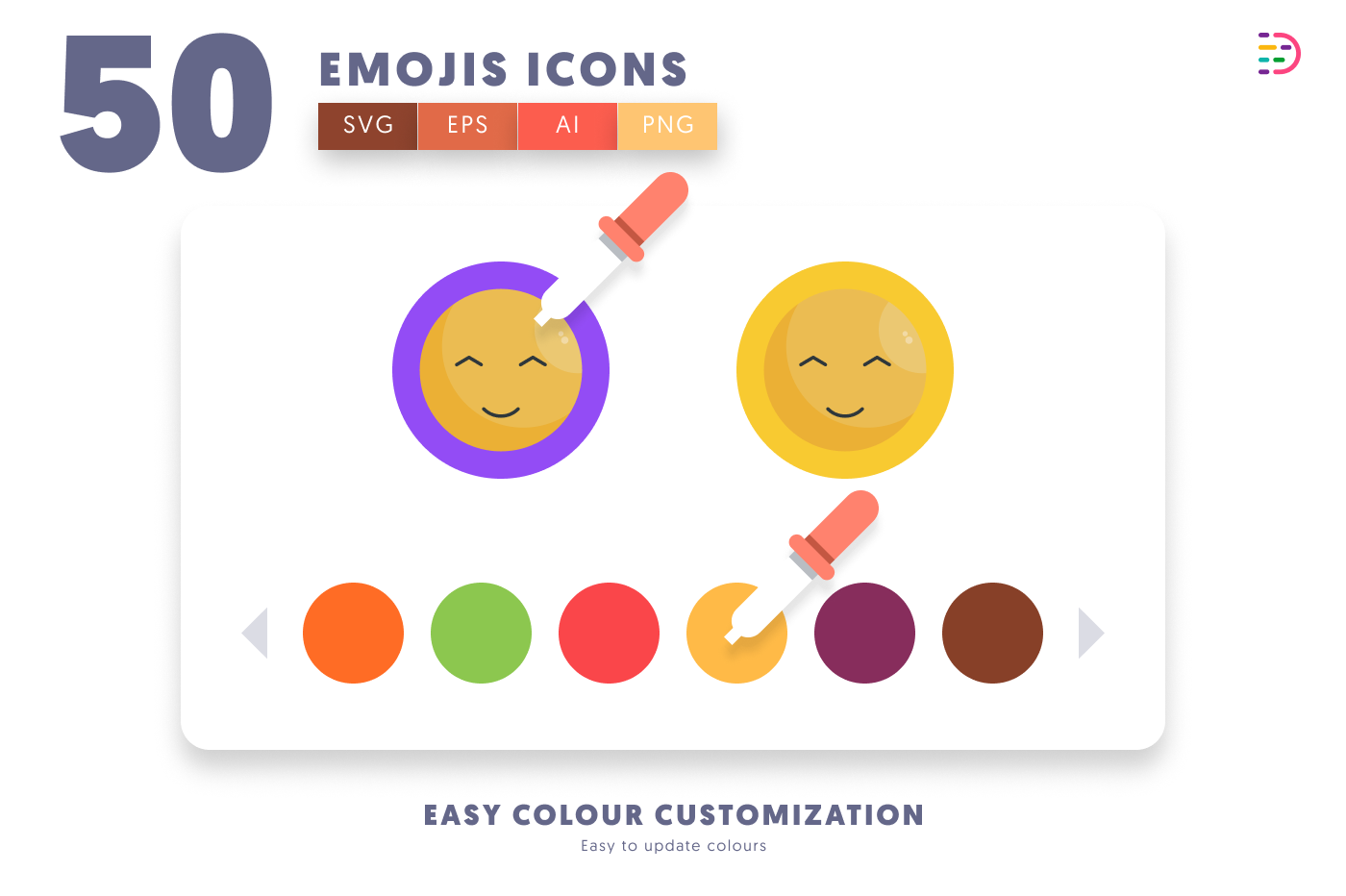 50 Emoji Icons preview 7 – flat circle icons in PNG, SVG and EPS