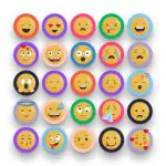 50 Emoji Icons – set of colorful flat circle icons