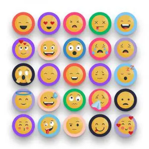 50 Emoji Icons – set of colorful flat circle icons