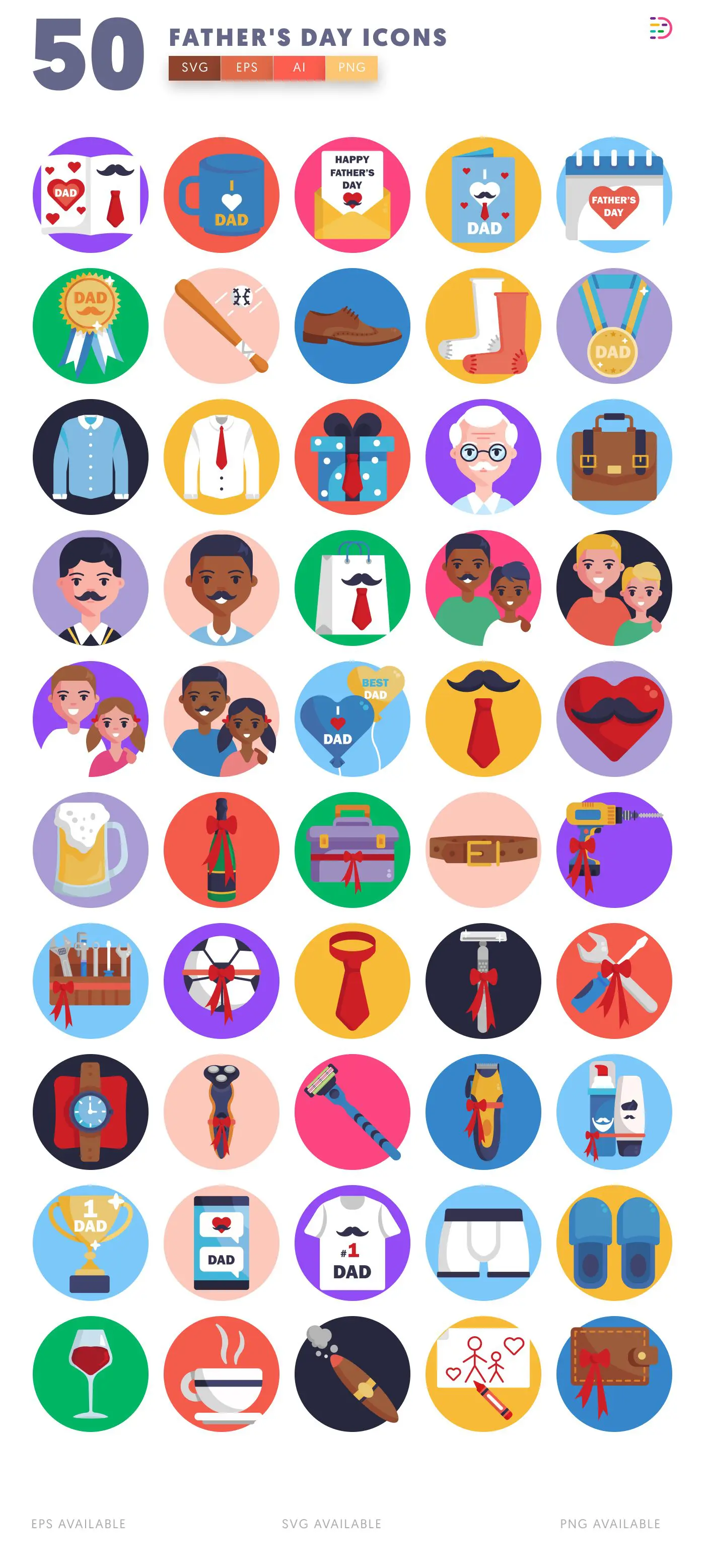 50 Father’s Day Icons – all icons in the set