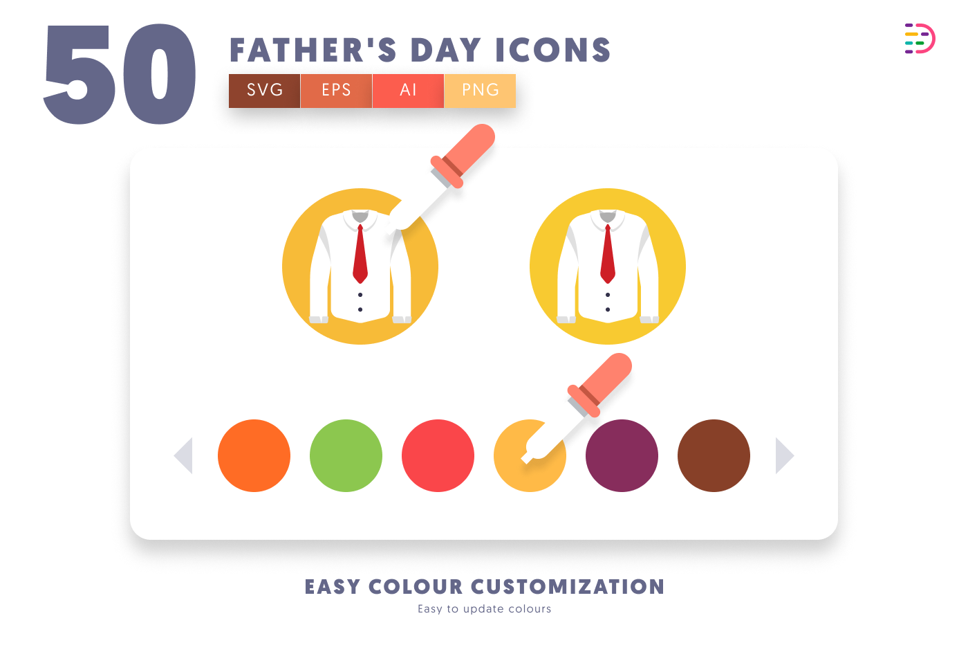 50 Father’s Day Icons preview 7 – flat circle icons in PNG, SVG and EPS