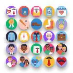 50 Father’s Day Icons – set of colorful flat circle icons