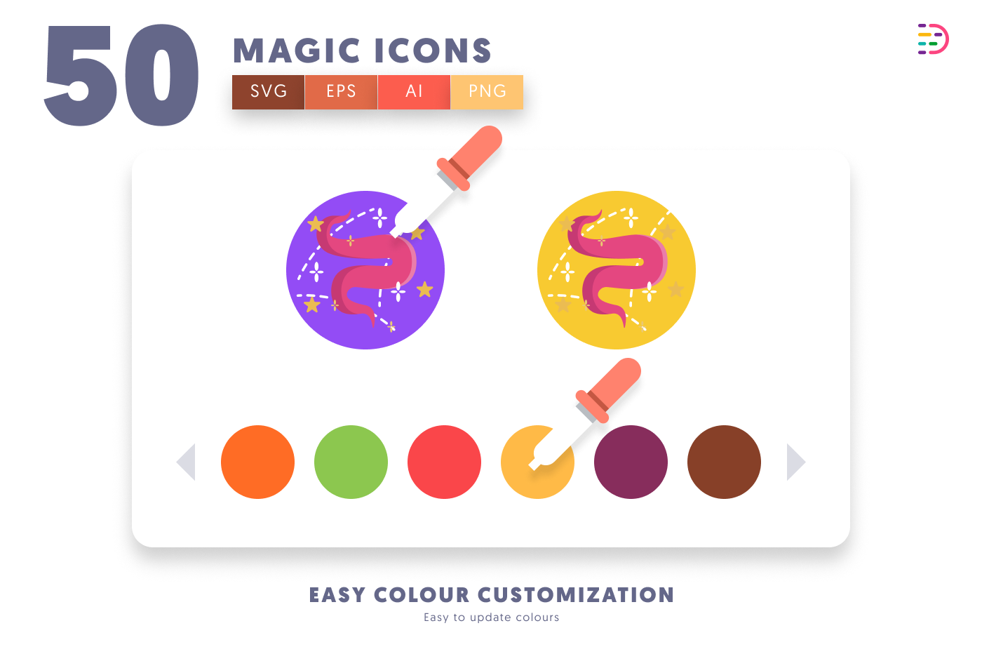 50 Magic Icons preview 7 – flat circle icons in PNG, SVG and EPS