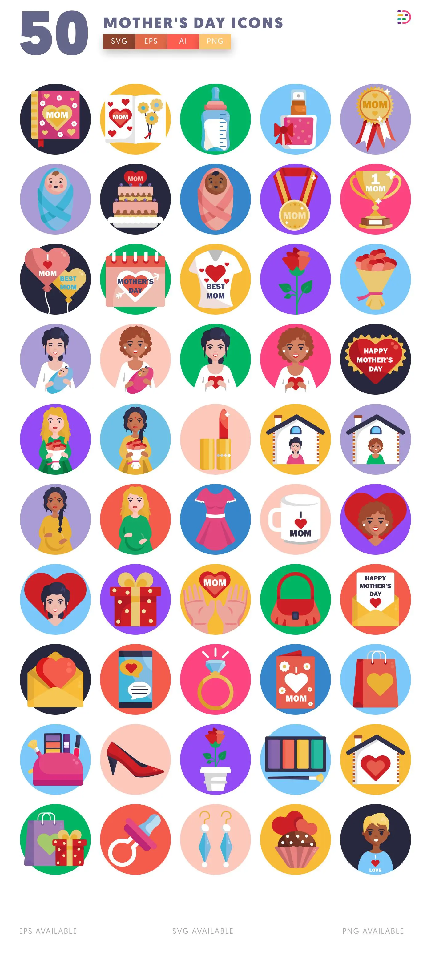 50 Mother’s Day Icons – all icons in the set