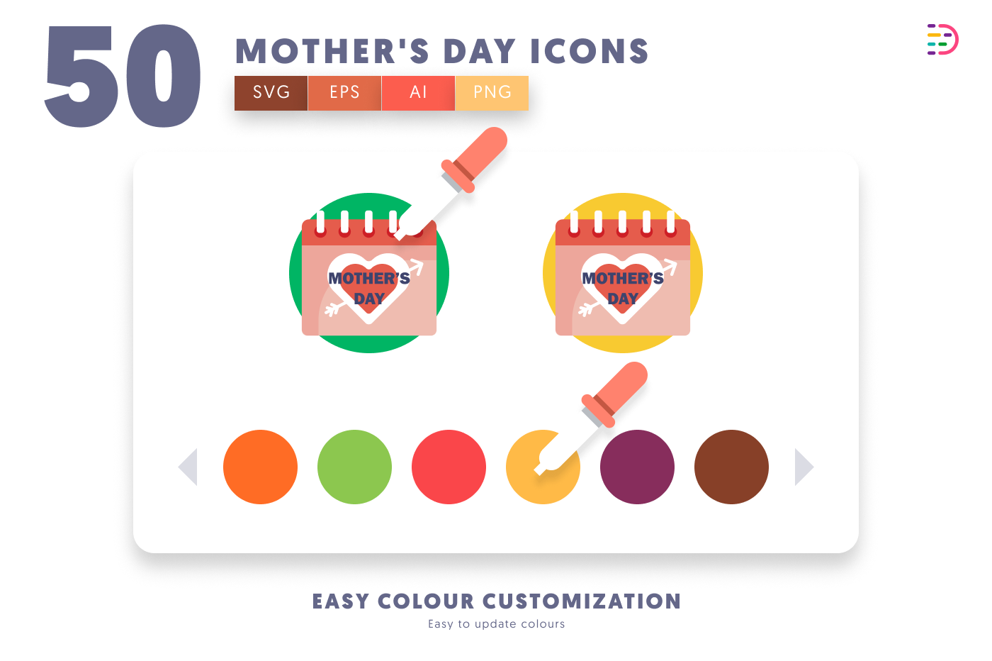 50 Mother’s Day Icons preview 7 – flat circle icons in PNG, SVG and EPS