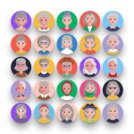 50 Old People Avatar Icons – set of colorful flat circle icons
