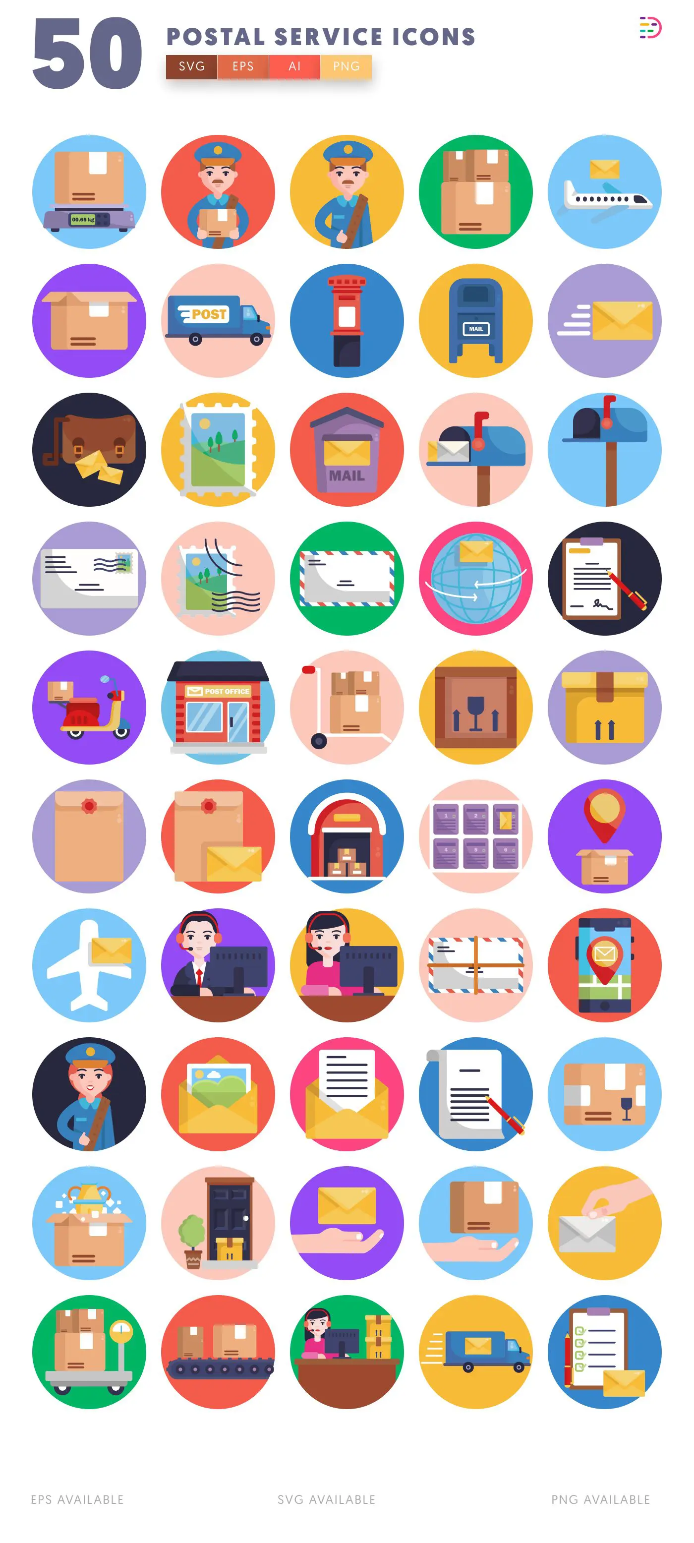 50 Postal Service Icons – all icons in the set