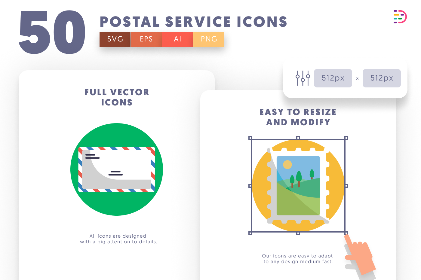 50 Postal Service Icons preview 6 – flat circle icons in PNG, SVG and EPS