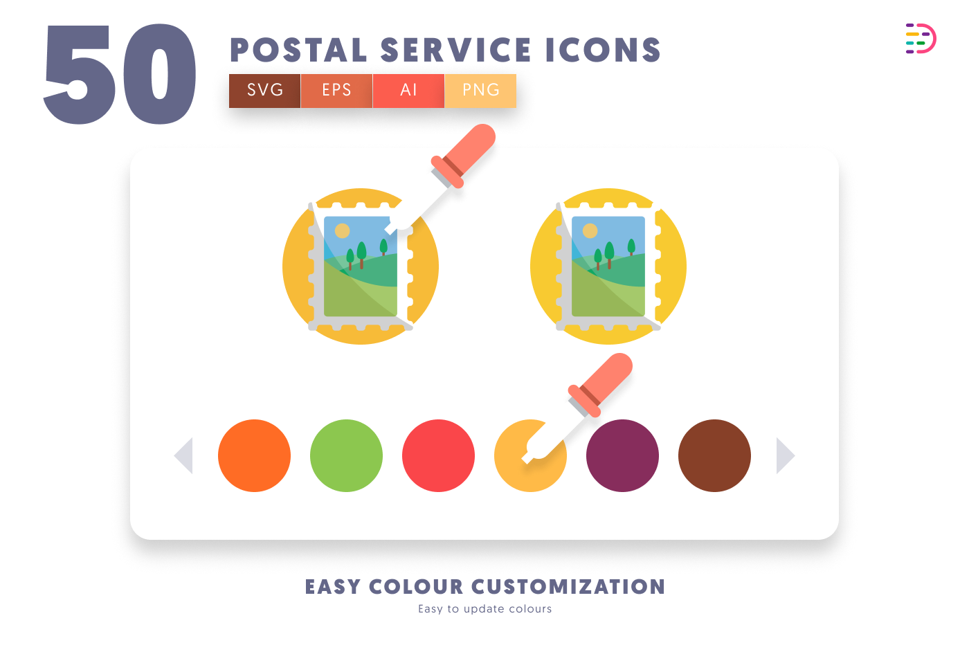 50 Postal Service Icons preview 7 – flat circle icons in PNG, SVG and EPS