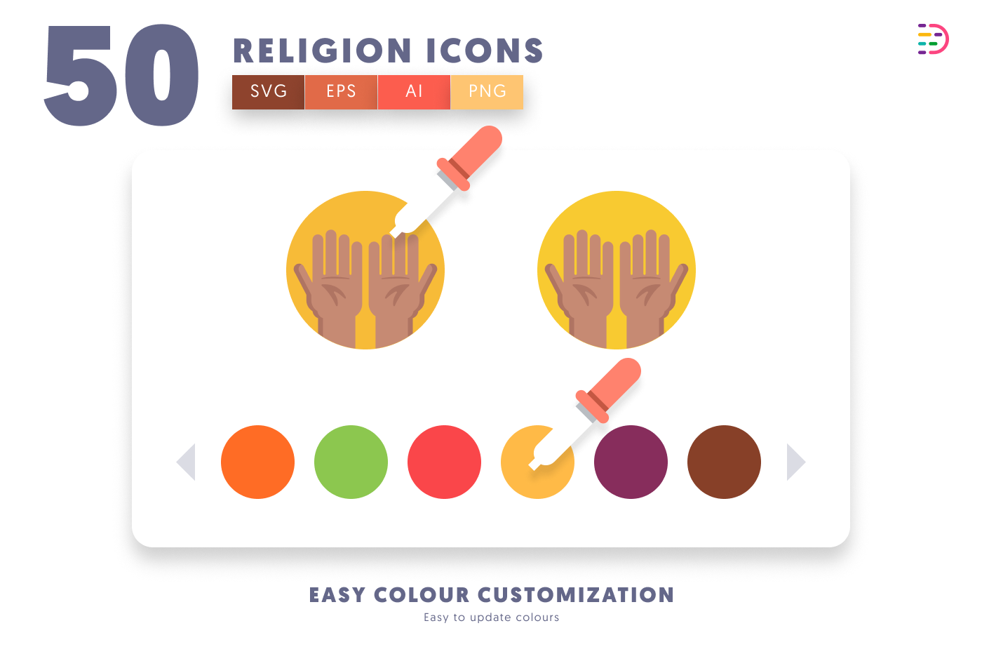 50 Religion Icons preview 7 – flat circle icons in PNG, SVG and EPS