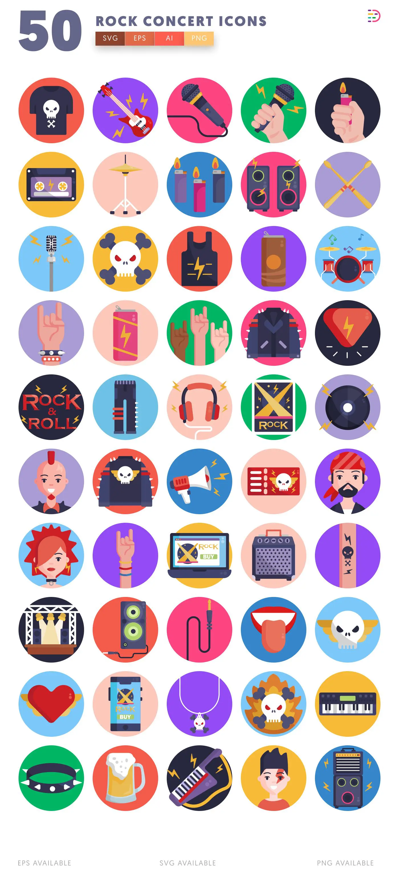 50 Rock Concert Icons – all icons in the set