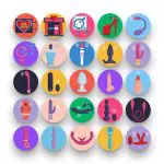 50 Sex Shop Icons – set of colorful flat circle icons
