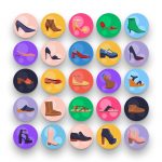 50 Shoes Icons – set of colorful flat circle icons