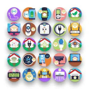 50 Smart Home Icons – set of colorful flat circle icons