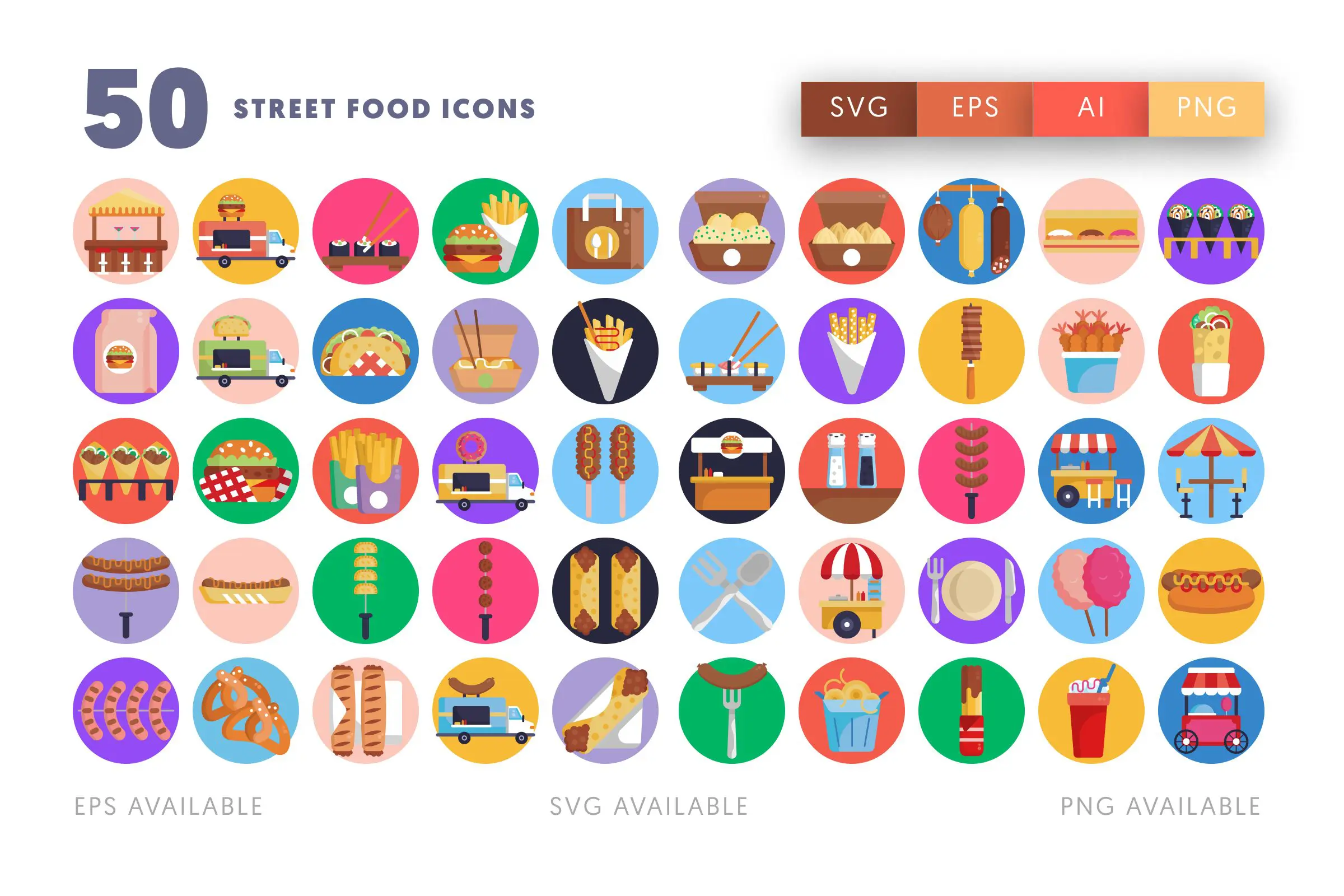 50 Street Food Icons