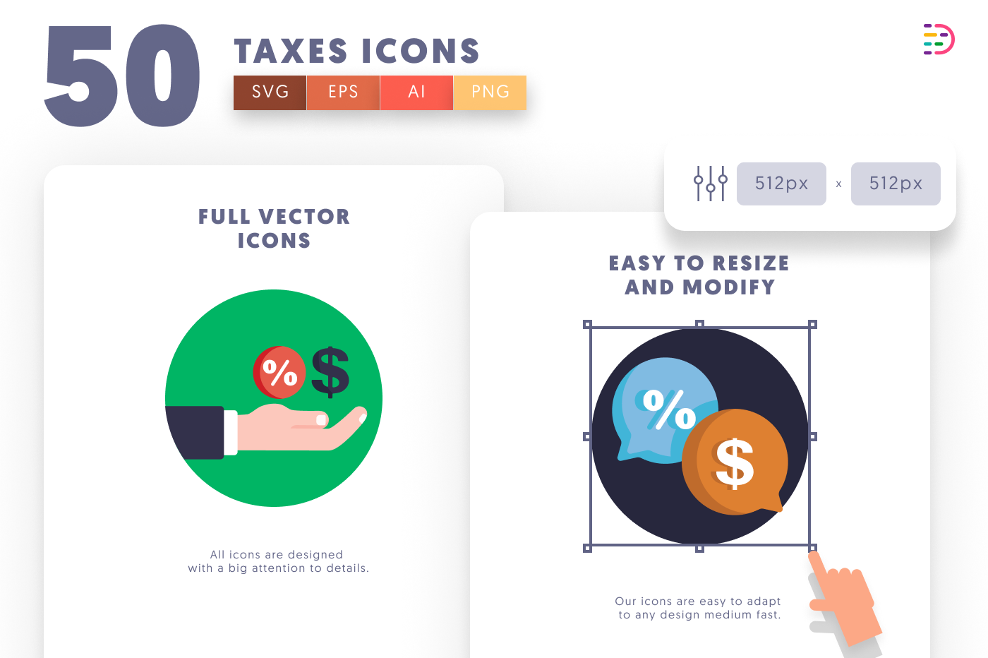 50 Taxes Icons preview 6 – flat circle icons in PNG, SVG and EPS