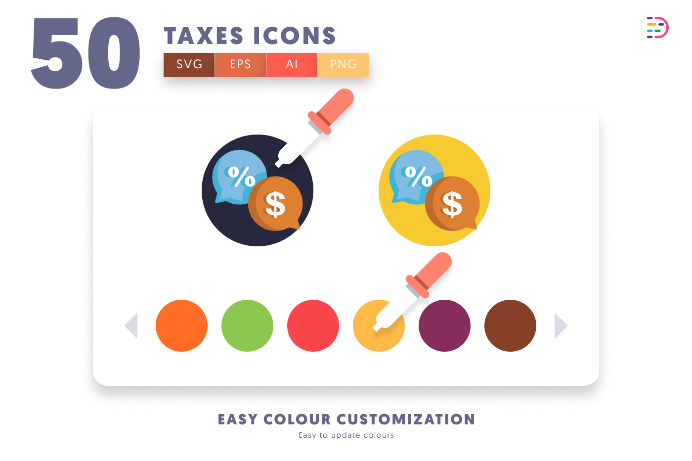 50 Taxes Icons preview 7 – flat circle icons in PNG, SVG and EPS