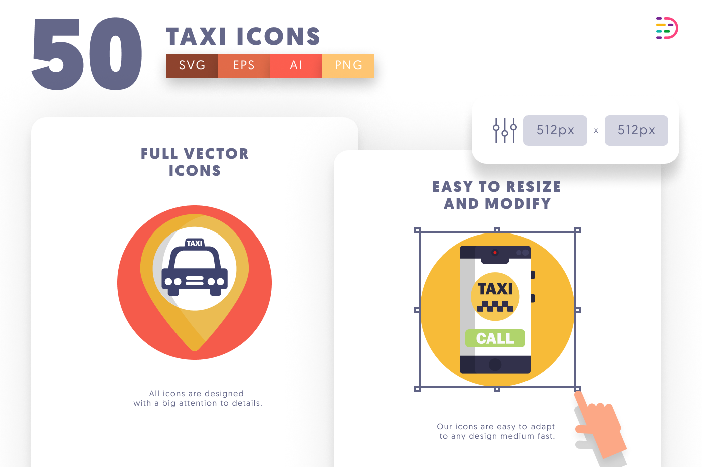 50 Taxi Icons preview 6 – flat circle icons in PNG, SVG and EPS