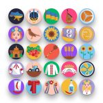 50 Ukraine Icons – set of colorful flat circle icons