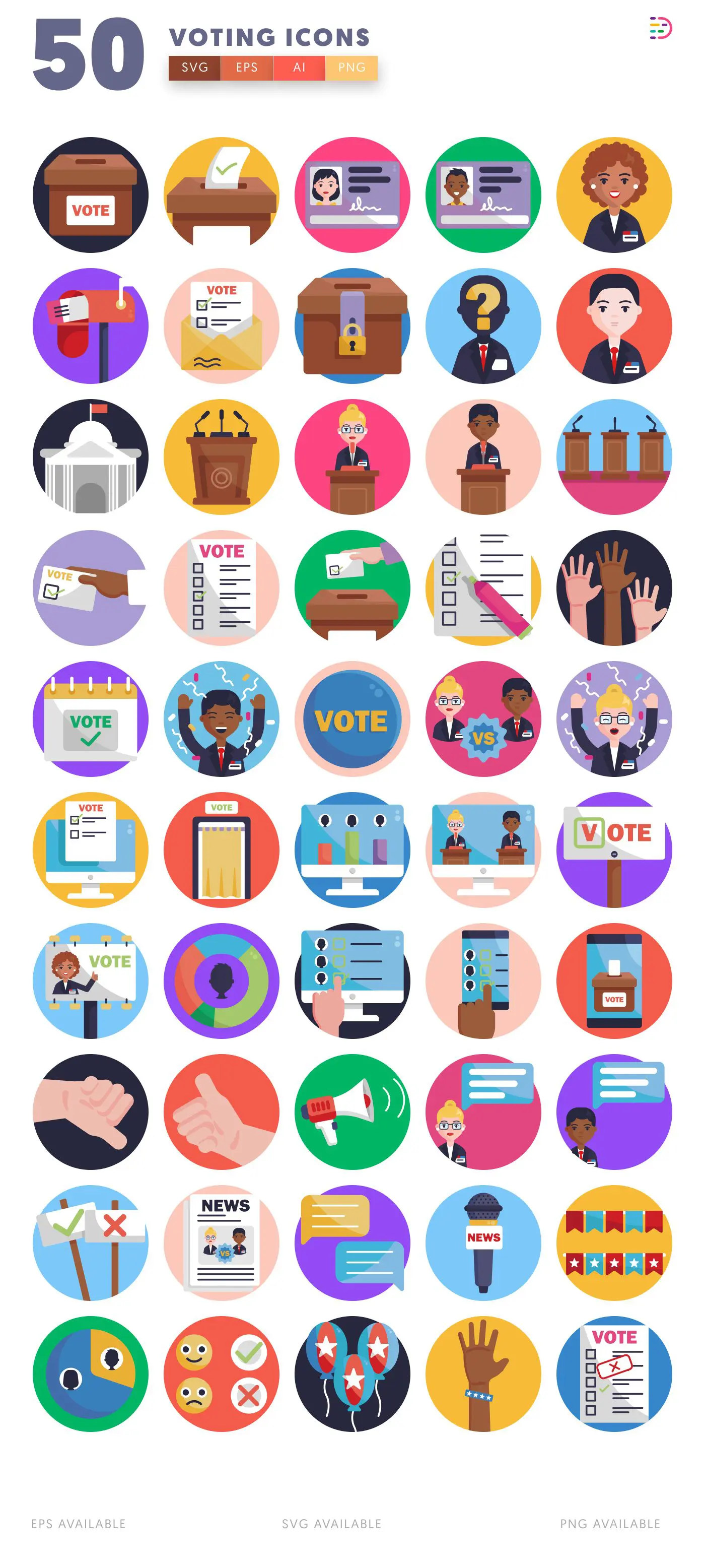 50 Voting Icons – all icons in the set