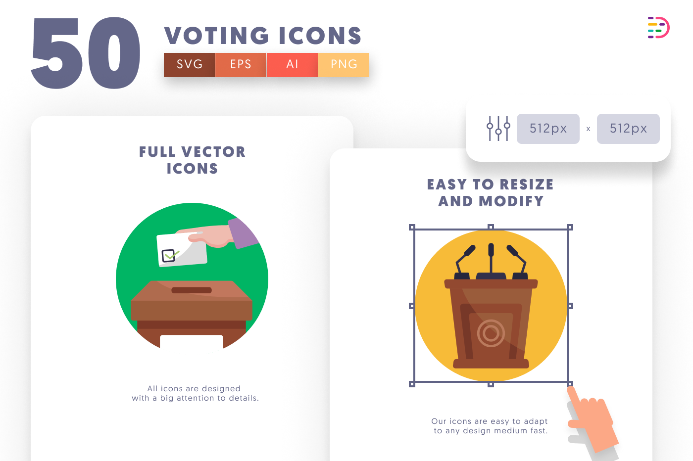 50 Voting Icons preview 6 – flat circle icons in PNG, SVG and EPS