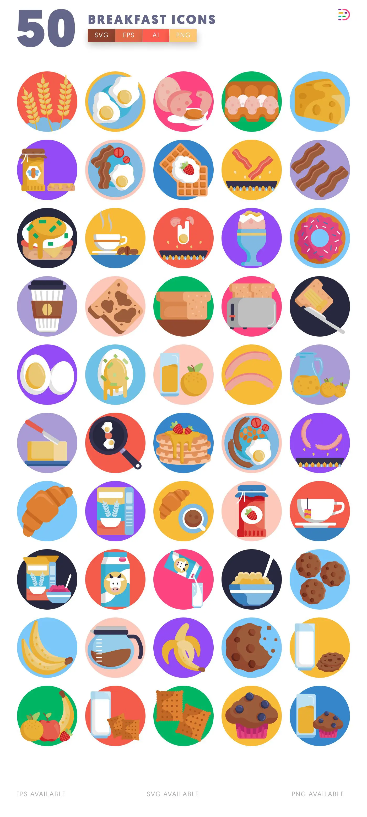 50 Breakfast Icons – all icons in the set