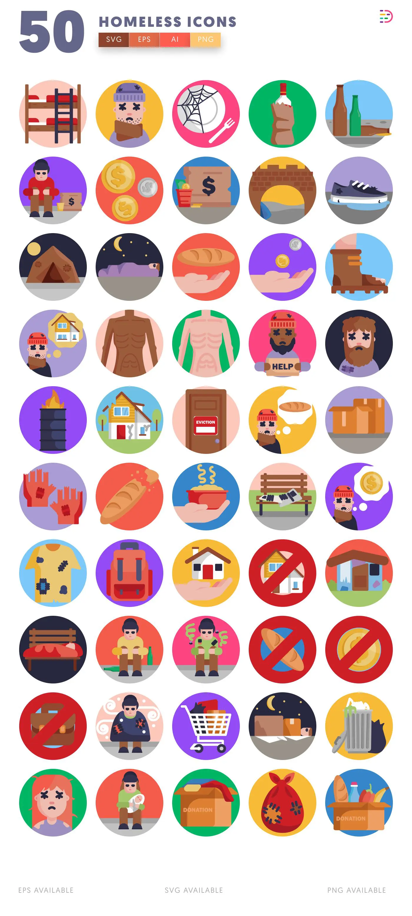 50 Homeless Icons – all icons in the set