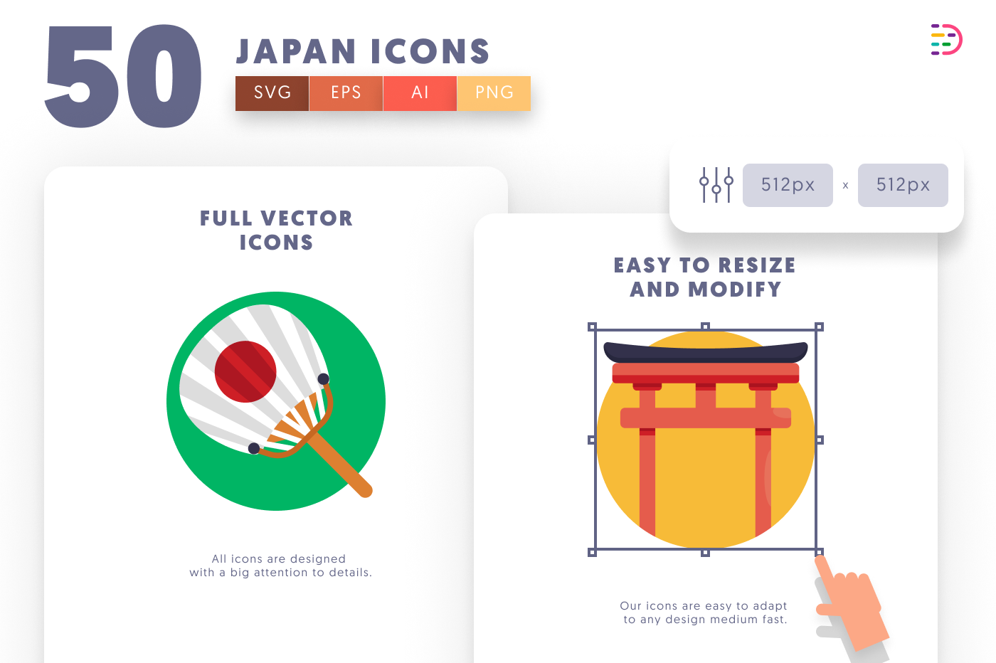 50 Japan Icons preview 6 – flat circle icons in PNG, SVG and EPS