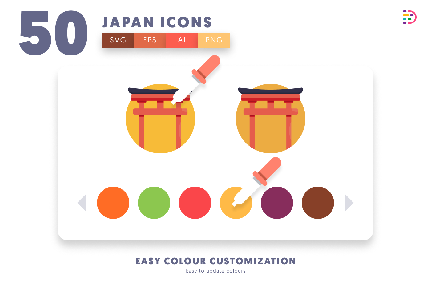 50 Japan Icons preview 7 – flat circle icons in PNG, SVG and EPS