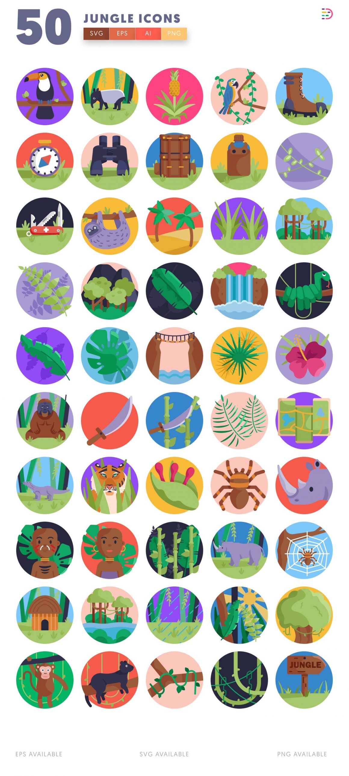 50 Jungle Icons - Perfect for your adventurous projects