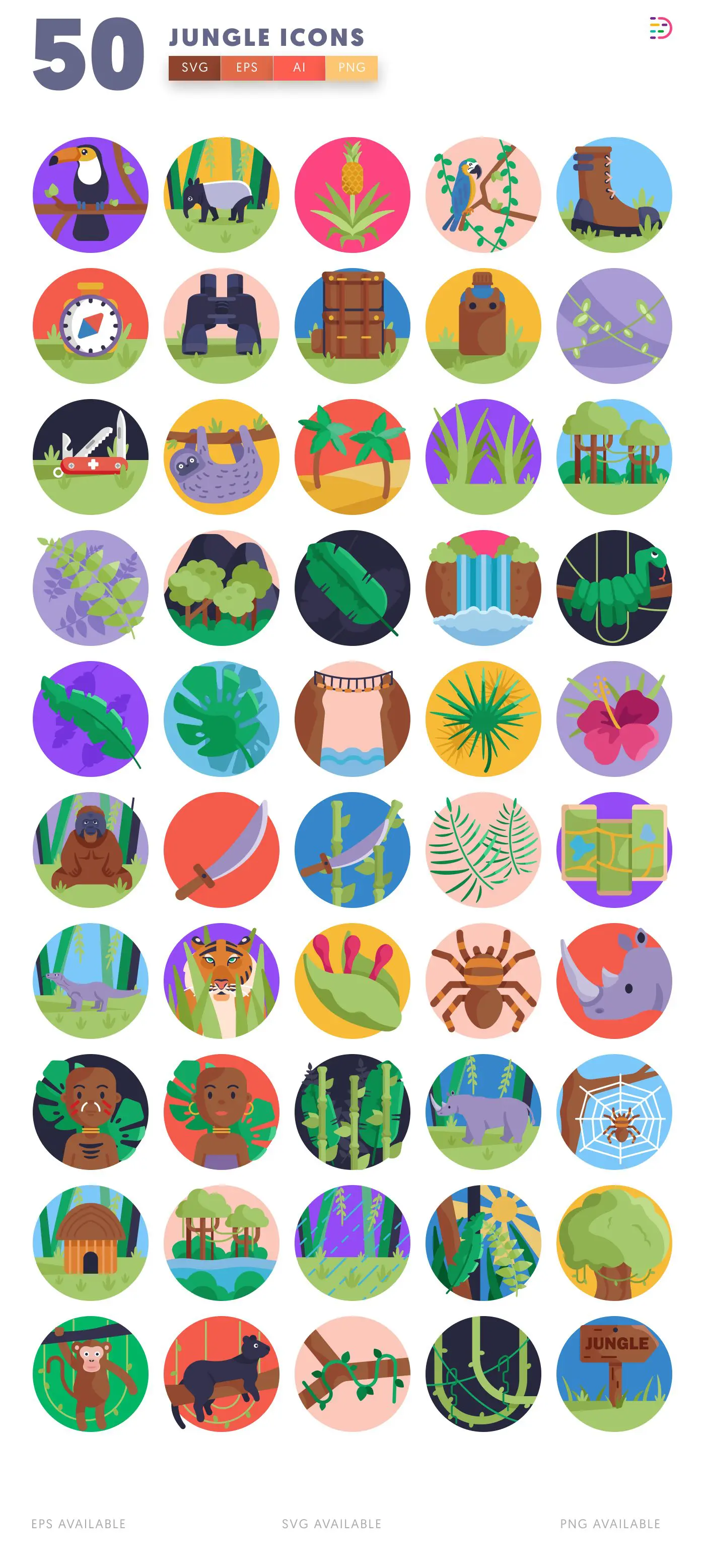 50 Jungle Icons – all icons in the set
