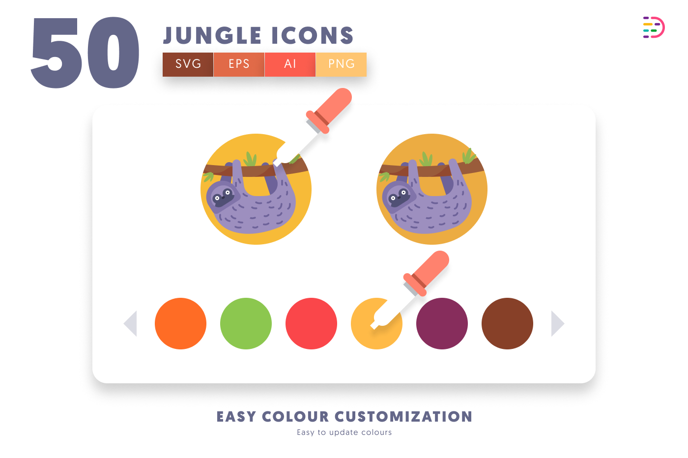 50 Jungle Icons preview 7 – flat circle icons in PNG, SVG and EPS