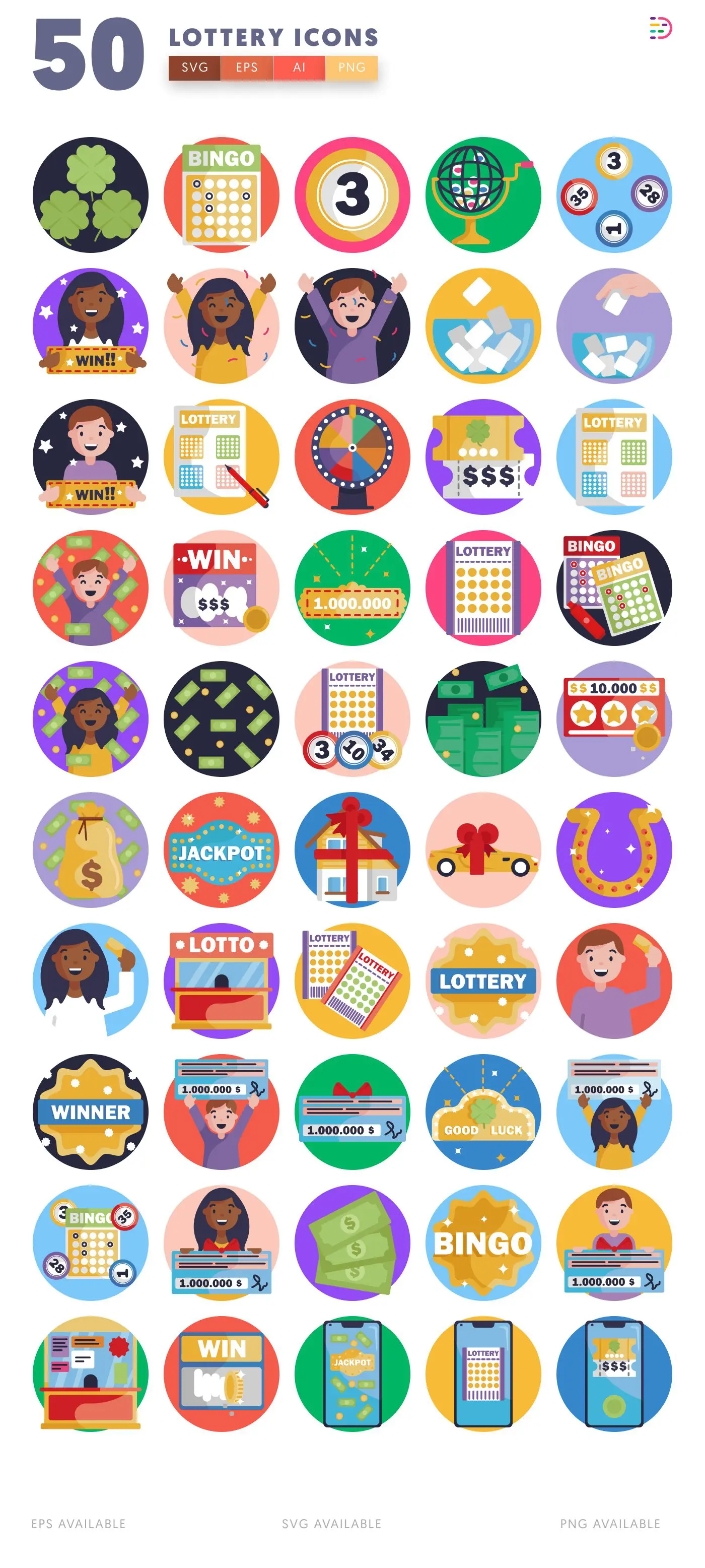 50 Lottery Icons – all icons in the set