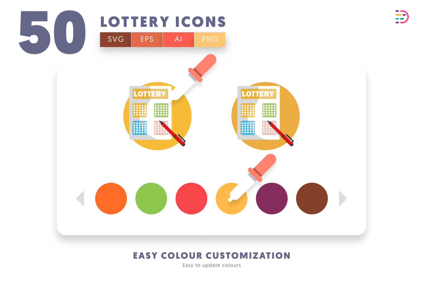 50 Lottery Icons preview 7 – flat circle icons in PNG, SVG and EPS