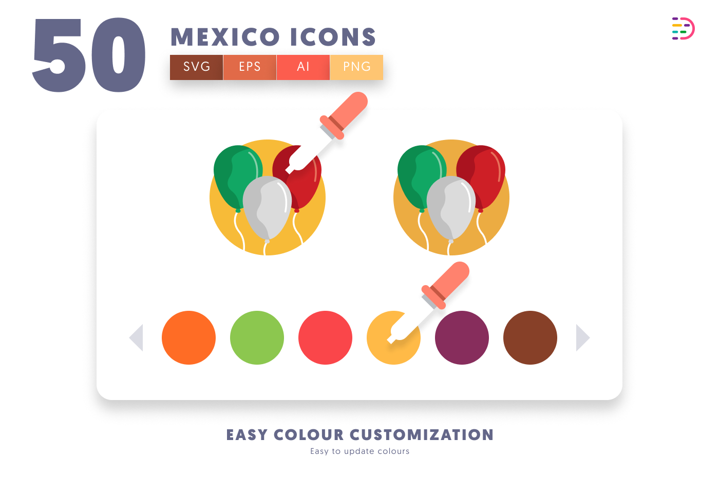 50 Mexico Icons preview 7 – flat circle icons in PNG, SVG and EPS
