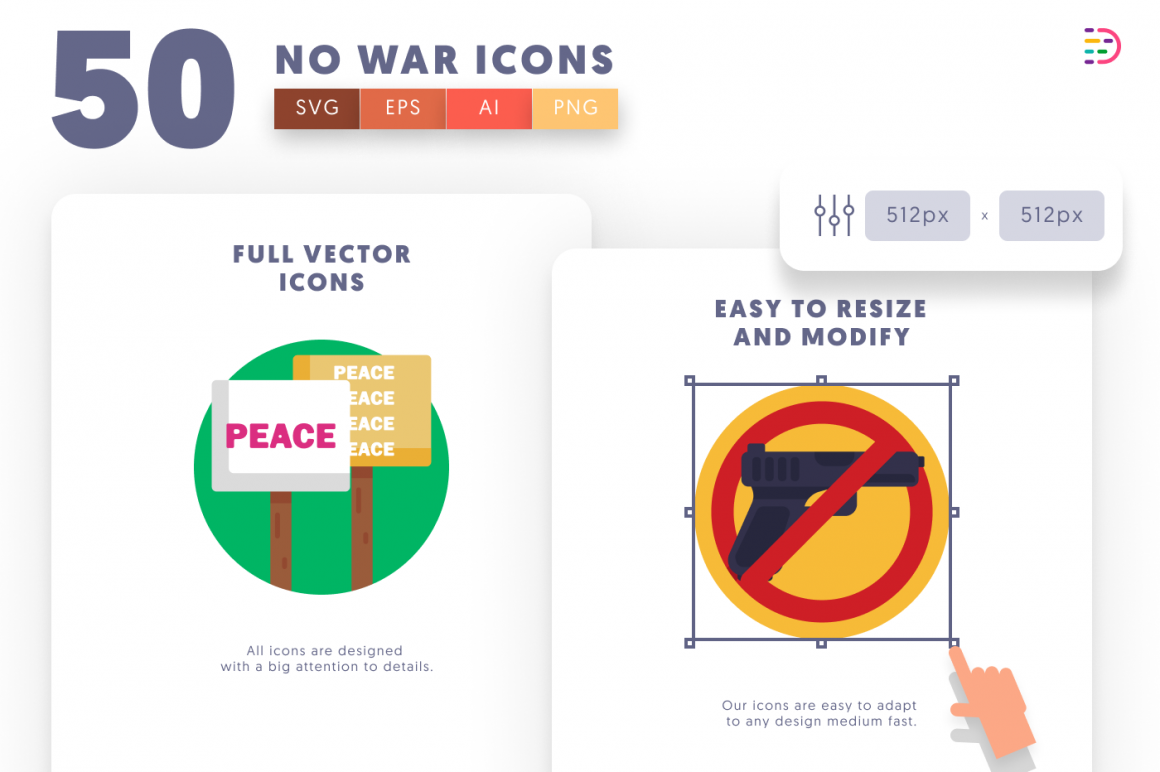 50 No War Icons - Symbols of Hope and Non-Violence