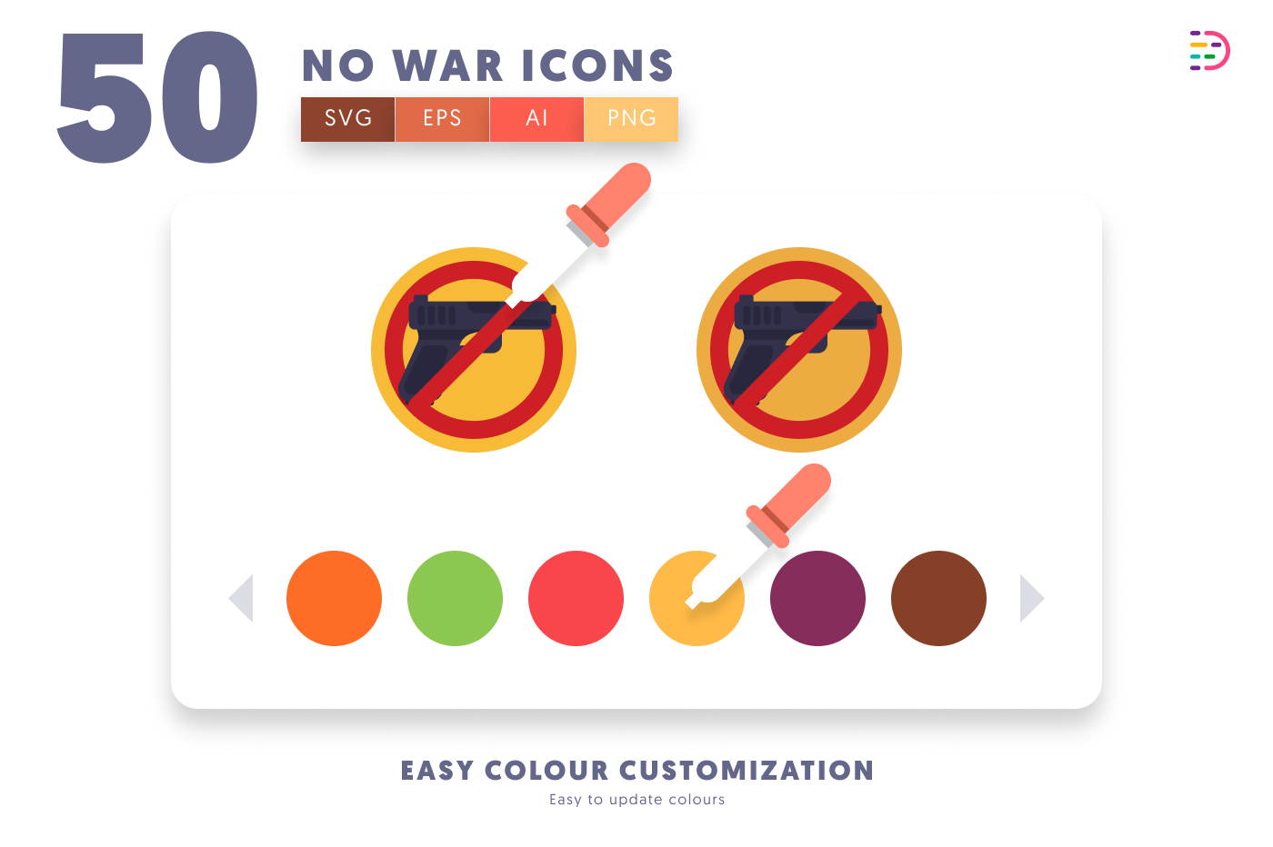 50 No War Icons preview 7 – flat circle icons in PNG, SVG and EPS
