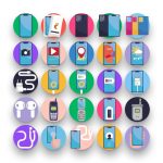 50 Phone Icons – set of colorful flat circle icons