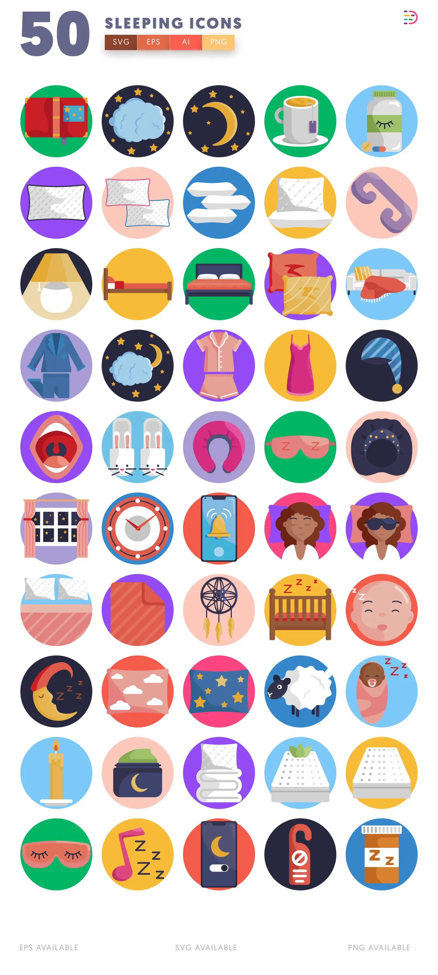 50 Sleeping Icons – all icons in the set