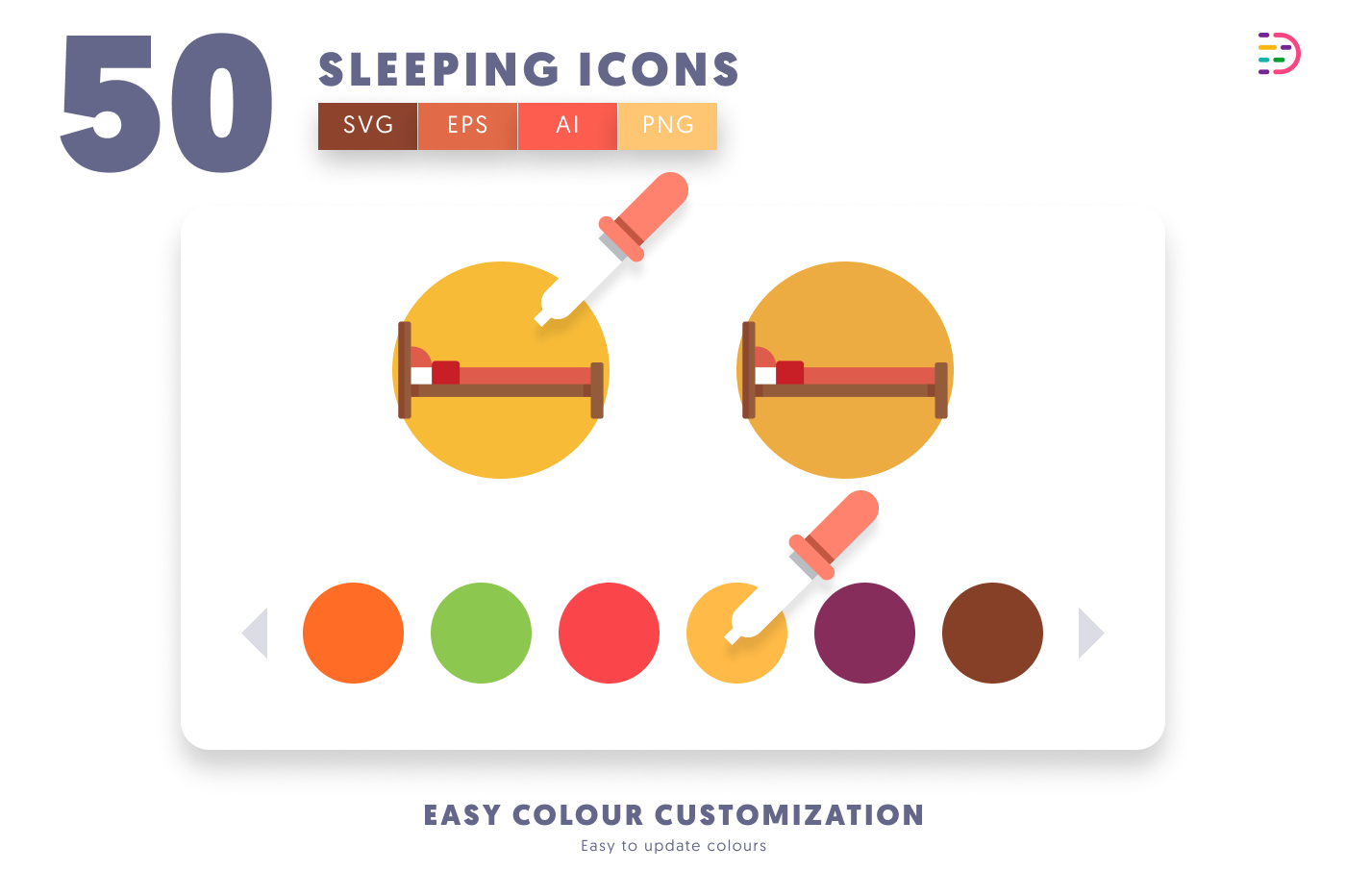 50 Sleeping Icons preview 7 – flat circle icons in PNG, SVG and EPS