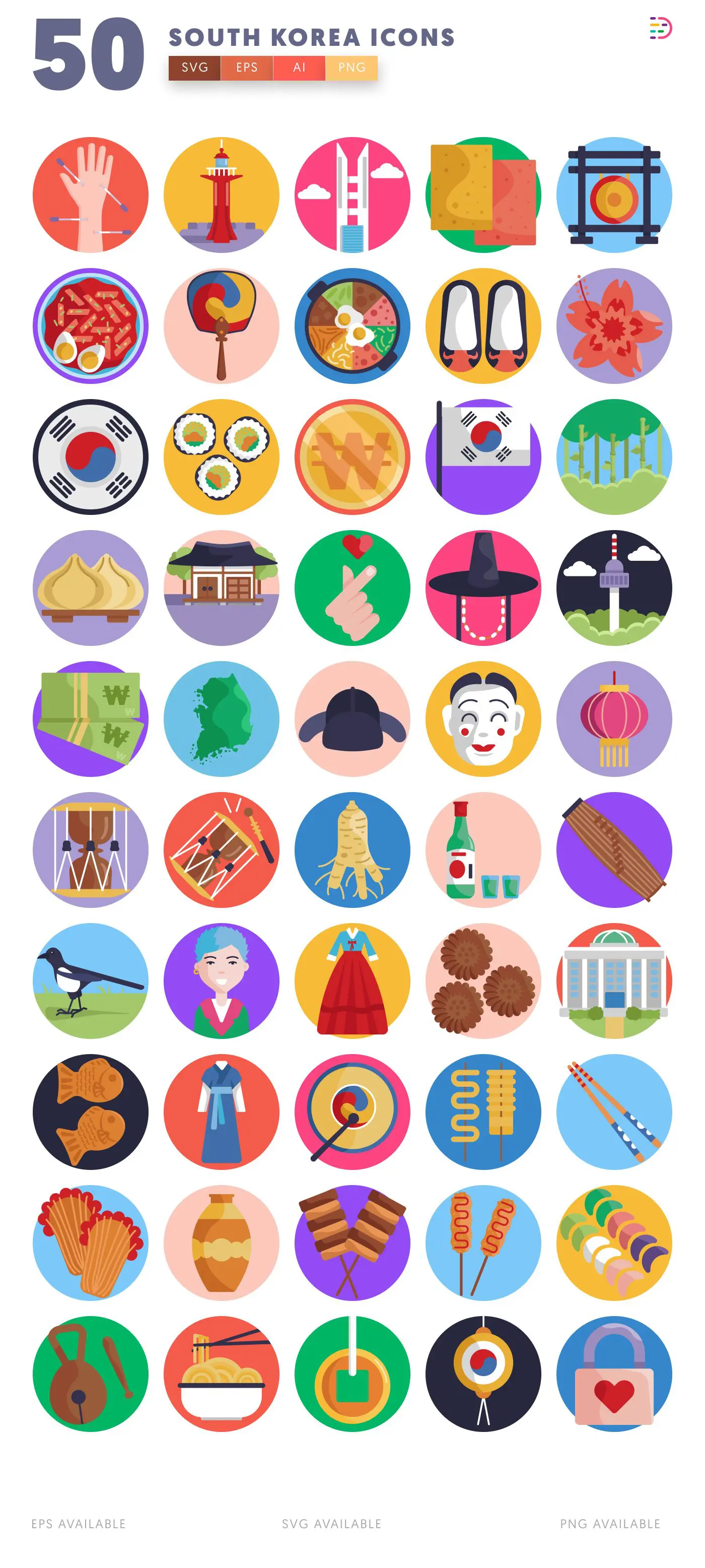 50 South Korea Icons – all icons in the set