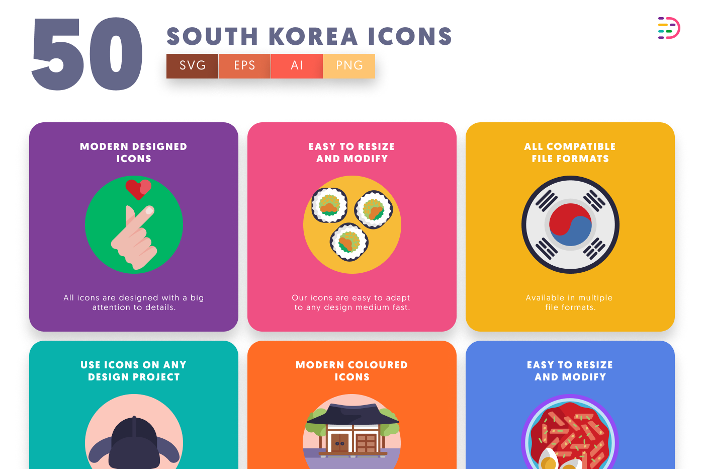50 South Korea Icons preview 5 – flat circle icons in PNG, SVG and EPS