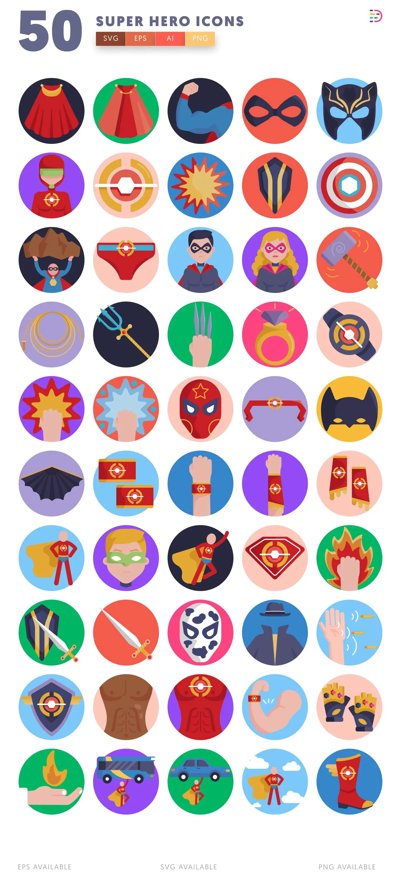 50 Super Hero Icons – all icons in the set