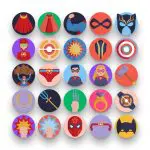 50 Super Hero Icons – set of colorful flat circle icons