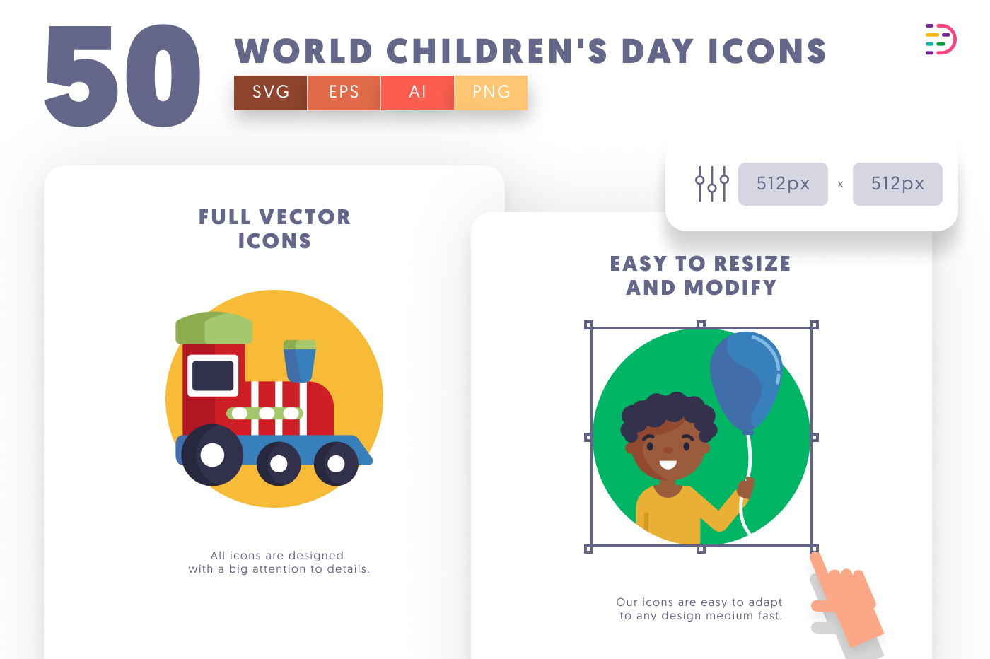 50 World Children’s Day Icons preview 6 – illustrated icons in PNG, SVG and EPS