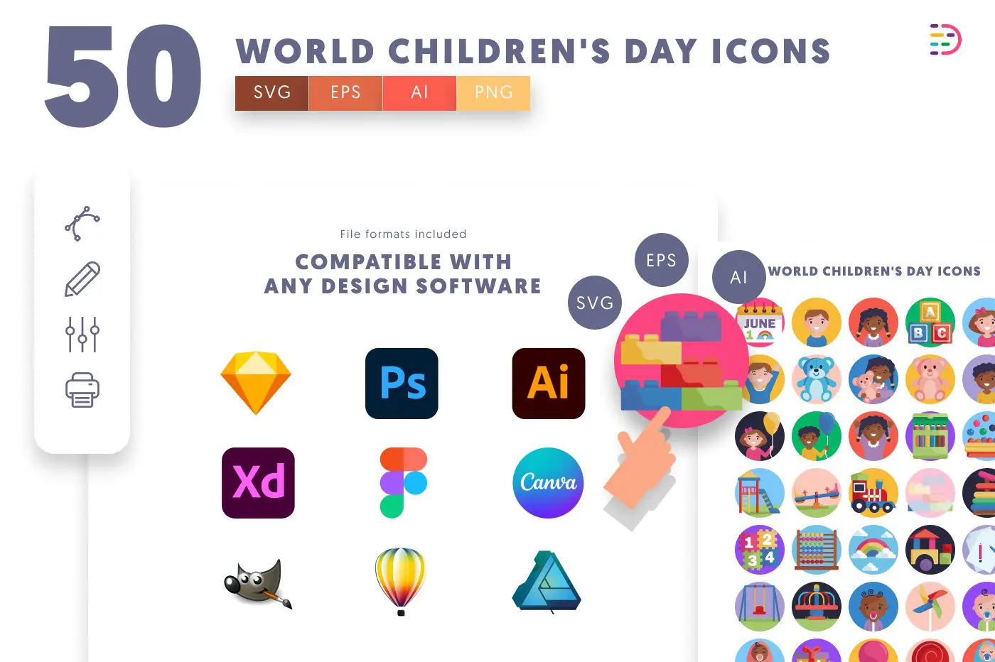 50 World Children’s Day Icons preview 8 – illustrated icons in PNG, SVG and EPS